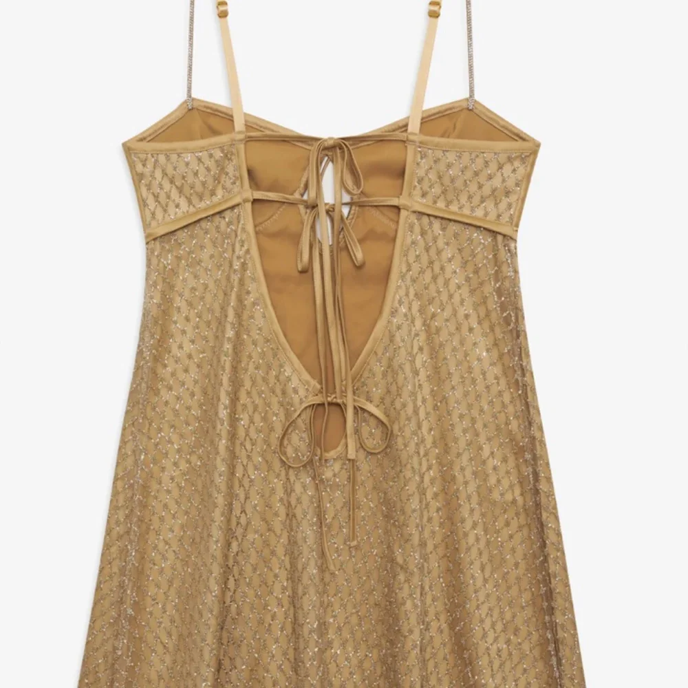 For Love & Lemons Glitter Slip Dress S / Gold, Brand New - Picture 5 of 6